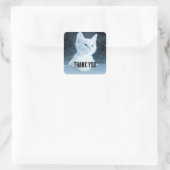 Schattig wit kitten met blauwe ogen Dank u Vierkante Sticker (Tas)
