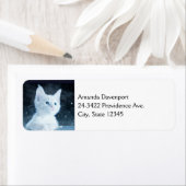 Schattig wit kitten met  blauwe ogen etiket (Insitu)