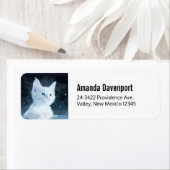 Schattig wit kitten met  blauwe ogen etiket (Insitu)