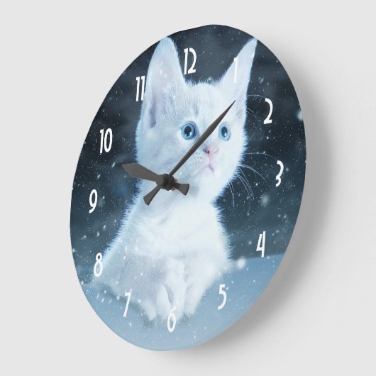 Schattig wit kitten met  blauwe ogen grote klok (Hoek)