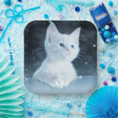 Schattig wit kitten met blauwe ogen papieren bordje (Feest)