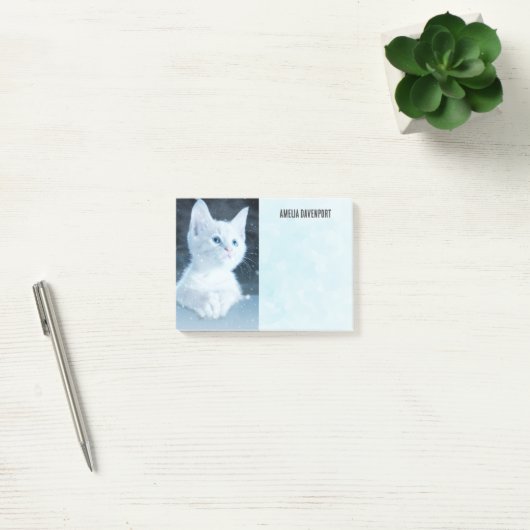 Schattig wit kitten met blauwe ogen post-it® notes (Kantoor)