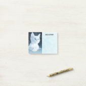 Schattig wit kitten met blauwe ogen post-it® notes (Op bureau)