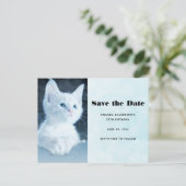 Schattig wit kitten met  blauwe ogen uitnodiging briefkaart (Staand voorkant)