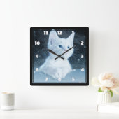 Schattig wit kitten met  blauwe ogen vierkante klok (Huis)
