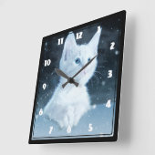 Schattig wit kitten met  blauwe ogen vierkante klok (Hoek)