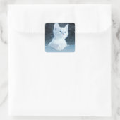 Schattig wit kitten met  blauwe ogen vierkante sticker (Tas)