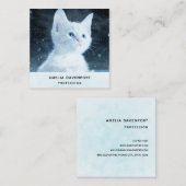 Schattig wit kitten met  blauwe ogen vierkante visitekaartje (Voorkant / Achterkant)
