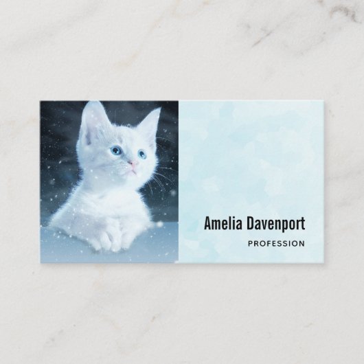 Schattig wit kitten met blauwe ogen visitekaartje (Voorkant)