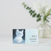 Schattig wit kitten met  blauwe ogen visitekaartje (Staand voorkant)