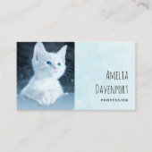 Schattig wit kitten met  blauwe ogen visitekaartje (Voorkant)