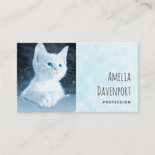 Schattig wit kitten met  blauwe ogen visitekaartje (Voorkant)