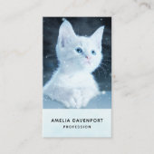 Schattig wit kitten met  blauwe ogen visitekaartje (Voorkant)