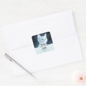 Schattig wit kitten met  Blue Eyes Candle Biz Vierkante Sticker (Envelop)