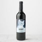 Schattig wit kitten met  Blue Eyes Party Wijn Etiket (Voorkant)