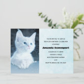 Schattig wit kitten met Blue Eyes Verjaardag Kaart (Staand voorkant)