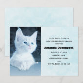 Schattig wit kitten met Blue Eyes Verjaardag Kaart (Voorkant / Achterkant)