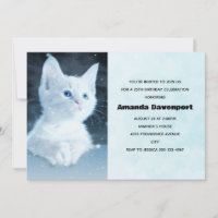 Schattig wit kitten met  Blue Eyes Verjaardag