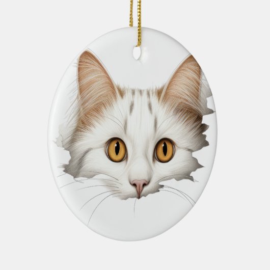 SCHATTIG WIT KITTY KATTENGEZICHT KERAMISCH ORNAMENT (Rechts)