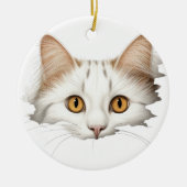 SCHATTIG WIT KITTY KATTENGEZICHT KERAMISCH ORNAMENT (Voorkant)