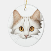 SCHATTIG WIT KITTY KATTENGEZICHT KERAMISCH ORNAMENT (Links)