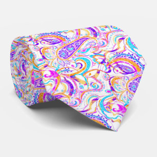 Schattig wit kleurrijk paisley ontwerp stropdas