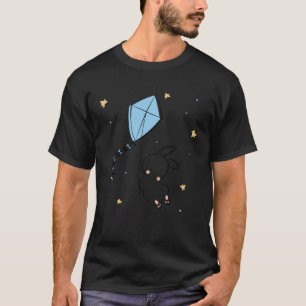 Schattig wit konijn blauw vlieger vliegend dier ko t-shirt
