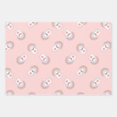 Schattig wit konijn met regenboog patroon roze inpakpapier vel (Voorkant 2)
