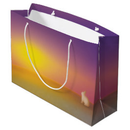 Schattig wit konijn op grasheuvel bij zonsopgang groot cadeauzakje