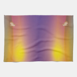 Schattig wit konijn op grasheuvel bij zonsopgang theedoek