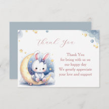 Schattig wit konijntje dat op de maan zit