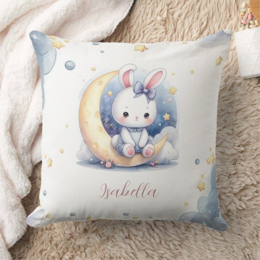 schattig wit konijntje dat op de maan zit kussen (Deken)