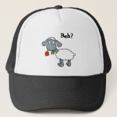 Schattig wit lam schapen met rode bloem grappig trucker pet (Voorkant)