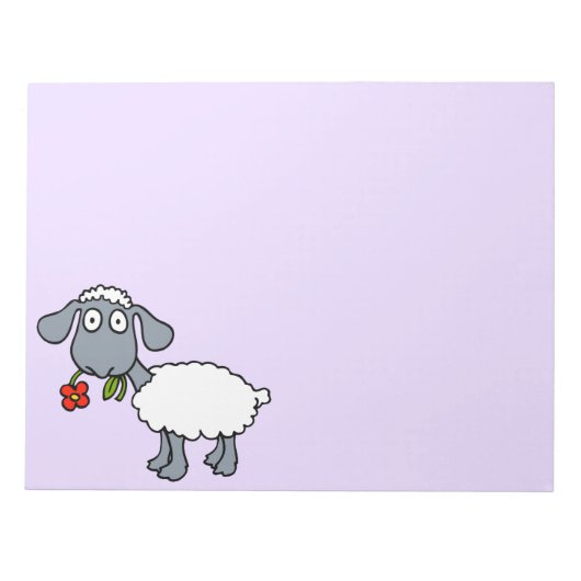 Schattig Wit Lammetje Schaap met Rode Bloem Notitieblok (Voorkant)