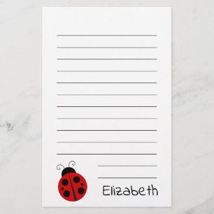 Schattig Wit met Zwarte Tekst en Lieveheersbeestje Briefpapier