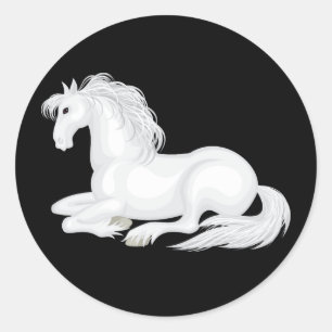 Schattig Wit Paard Equestrian Paard Liefhebber Cow Ronde Sticker