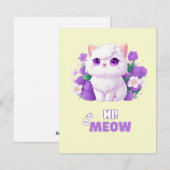 Schattig wit pluizig angora kat met ochtend glorie feestdagenkaart (Voorkant / Achterkant)