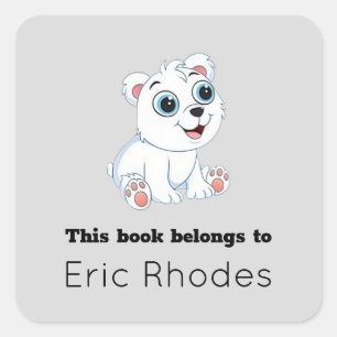 Schattig wit polar beer grijs vierkante sticker