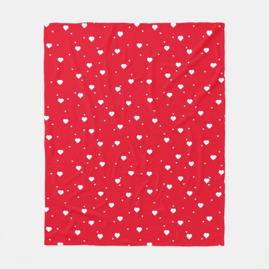 Schattig wit & rode harten naadloos patroon fleece deken (Voorkant)