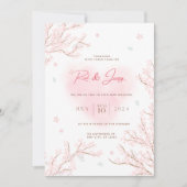 Schattig wit roze met Sakura takken bruiloft Kaart (Voorkant)