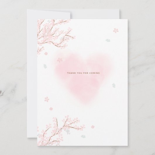 Schattig wit roze met Sakura takken bruiloft Kaart (Achterkant)