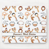 Schattig wit Speelgoed Boho Patroon Illustratie Na Muismat (Voorkant)