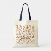 Schattig wit Speelgoed Boho Patroon Illustratie Na Tote Bag (Achterkant)