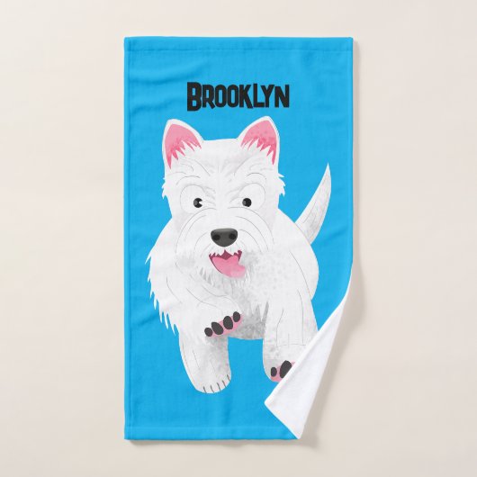 Schattig wit west highland terrier cartoon bad handdoek (Handdoek)