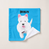 Schattig wit west highland terrier cartoon bad handdoek (Wasdoekje)