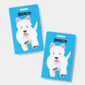 Schattig wit west highland terrier cartoon badge (Voor- en achterkant)