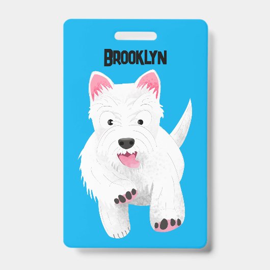 Schattig wit west highland terrier cartoon badge (Voorzijde)