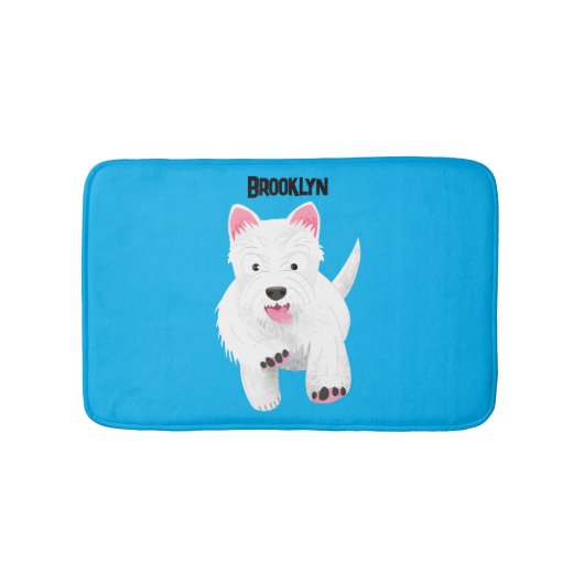 Schattig wit west highland terrier cartoon badmat (Voorkant)