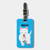 Schattig wit west highland terrier cartoon bagagelabel (Voorkant verticaal)