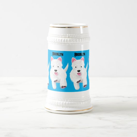 Schattig wit west highland terrier cartoon bierpul (Center)